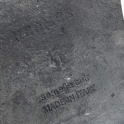 مملوكة مسبقًا Hermes Black Patent Leather Oran Flat Sandals Size 41