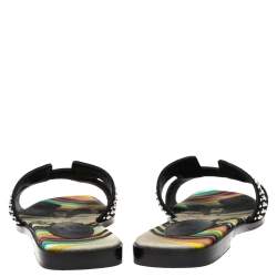 Hermes Black Studded Suede Oran Flat Slides Size 36