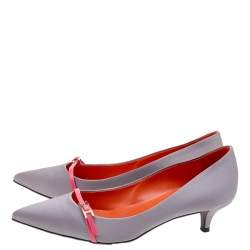 Pre Owned Hermes Grey Satin Lauren Pumps Size 37