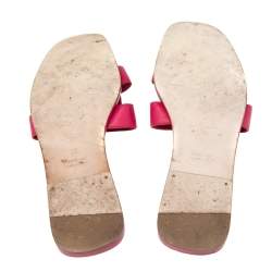 Pre Owned Hermes Pink Leather Oran Sandals Size 38