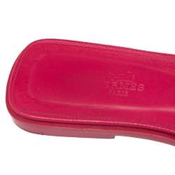 Pre Owned Hermes Pink Leather Oran Sandals Size 38
