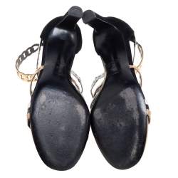 Hermès Tri-Color Leather and Suede Chaine D'ancre Ankle-Strap Sandals Size 38
