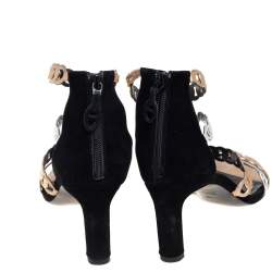 Hermès Tri-Color Leather and Suede Chaine D'ancre Ankle-Strap Sandals Size 38