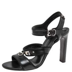 Hermes Black Leather Collier De Chien Sandals Size 38