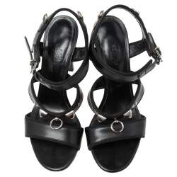 Hermes Black Leather Collier De Chien Sandals Size 38