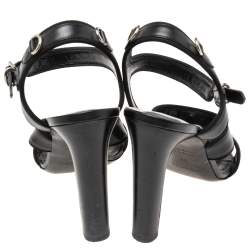 Hermes Black Leather Collier De Chien Sandals Size 38