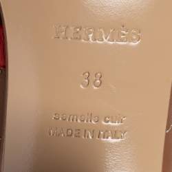 Hermes Red/Brown Leather Slingback Sandals Size 38