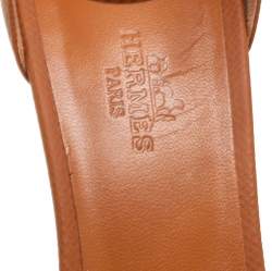 Hermes Brown Leather Premiere Ankle Strap Sandals Size 37.5