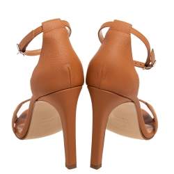 Hermes Brown Leather Premiere Ankle Strap Sandals Size 37.5