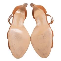 Hermes Brown Leather Premiere Ankle Strap Sandals Size 37.5