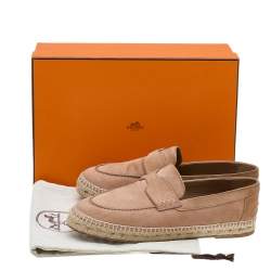 Hermes Pale Pink Suede Trip Espadrille Flats Size 39