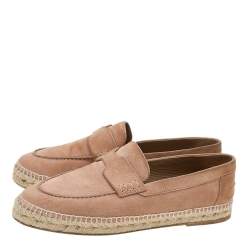 Hermes Pale Pink Suede Trip Espadrille Flats Size 39