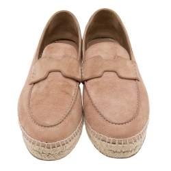 Hermes Pale Pink Suede Trip Espadrille Flats Size 39