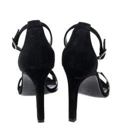 Hermes Gold/Black Leather and Suede Premiere Ankle-Strap Sandals Size 36