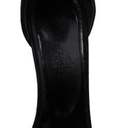 Hermes Gold/Black Leather and Suede Premiere Ankle-Strap Sandals Size 36
