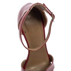 Pre Owned Hermès Burgundy Patent Leather Legend Ankle-Strap Sandals Size 39