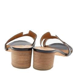 Pre Owned Hermès Black Leather Oasis Slide Sandals Size 39.5