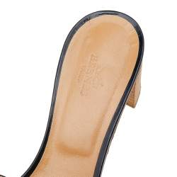 Pre Owned Hermès Black Leather Oasis Slide Sandals Size 39.5