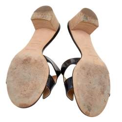 Pre Owned Hermès Black Leather Oasis Slide Sandals Size 39.5