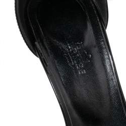 Pre Owned Hermes Black Patent Premiere Ankle Strap sandals Size 38.5