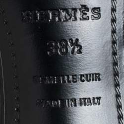 Pre Owned Hermes Black Patent Premiere Ankle Strap sandals Size 38.5