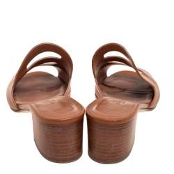 Hermes Brown Leather Mona Slide Sandals Size 38