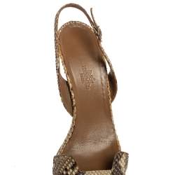 Pre Owned Hermès Beige/Brown Python Leather Night Slingback Sandals Size 39