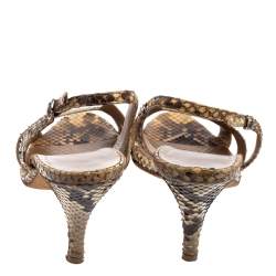 Pre Owned Hermès Beige/Brown Python Leather Night Slingback Sandals Size 39
