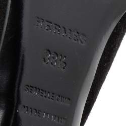 Hermes Teal/Black Suede Premiere Ankle-Strap Sandals Size 38.5