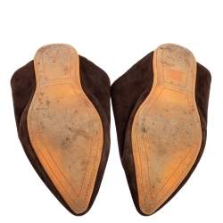 Hermès Brown Suede Pointed Toe Mule Size 39   