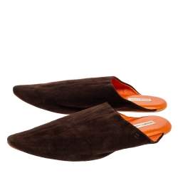 Hermès Brown Suede Pointed Toe Mule Size 39   