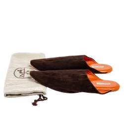Hermès Brown Suede Pointed Toe Mule Size 39   