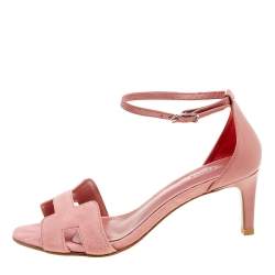 Hermes Pink Leather And Suede Highlight Ankle Strap Sandals Size 40