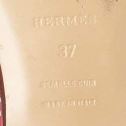 Pre Owned Hermes Coral Pink Leather Nautilus Thong Flats Size 37