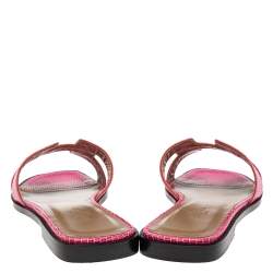Hermes Pink Lizard Leather Oran Flats Size 37.5 