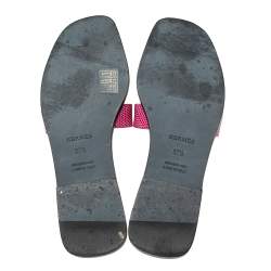 Hermes Pink Lizard Leather Oran Flats Size 37.5 