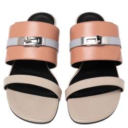 Pre Owned Hermes Multicolor Leather Avenue Flats Size 37