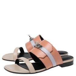 Pre Owned Hermes Multicolor Leather Avenue Flats Size 37