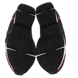 Hermès Burgundy Neoprene and Leather Elastic Buckle Strap Run Slip-On Sneakers Size 36.5