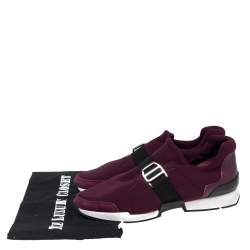Hermès Burgundy Neoprene and Leather Elastic Buckle Strap Run Slip-On Sneakers Size 36.5