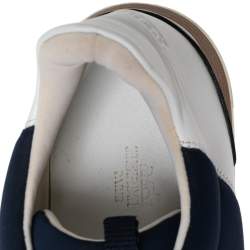 Hermes Navy Blue/White Nylon And Leather Buster Low Top Sneakers Size 36