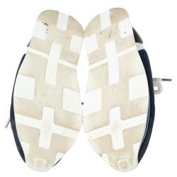 Hermes Navy Blue/White Nylon And Leather Buster Low Top Sneakers Size 36