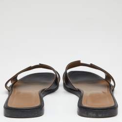 Hermes Black Leather Oran Flats Size 39