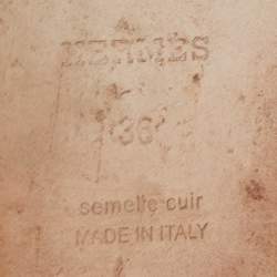 Pre Owned Hermes Red Leather Oran Flat Slides Size 36