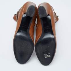 Hermes Brown Leather Joueuse Ankle Boots Size 37.5