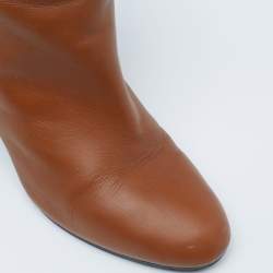 Hermes Brown Leather Joueuse Ankle Boots Size 37.5