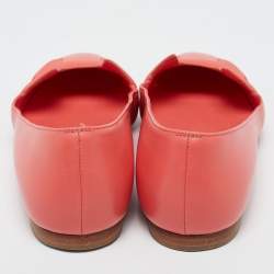 Pre Owned Hermès Coral Leather Nice Ballet Flats Size 37
