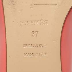 Pre Owned Hermès Coral Leather Nice Ballet Flats Size 37