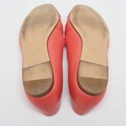 Pre Owned Hermès Coral Leather Nice Ballet Flats Size 37