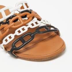 Pre Owned Hermes Multicolor Leather Thalassa Flats Size 37